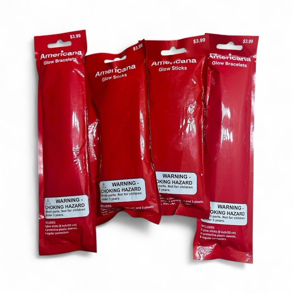 Americana 4th of  July Patriotic Glow Stick & Glow Bracelet Bundle 4 Packs
